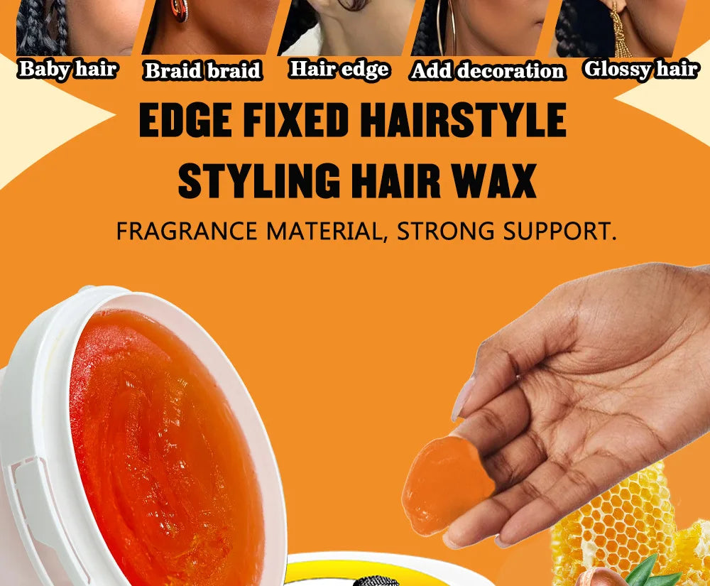 Cire coiffante pour tresses, contrôle des bords, tenue forte longue durée, grand pot anti-frisottis non gras