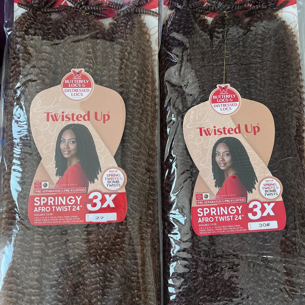 3X Tresses synthétiques Afro Twist Springy 16/24 pouces, courtes et douces, pour tressage au crochet, coiffures naturelles pour femmes noires