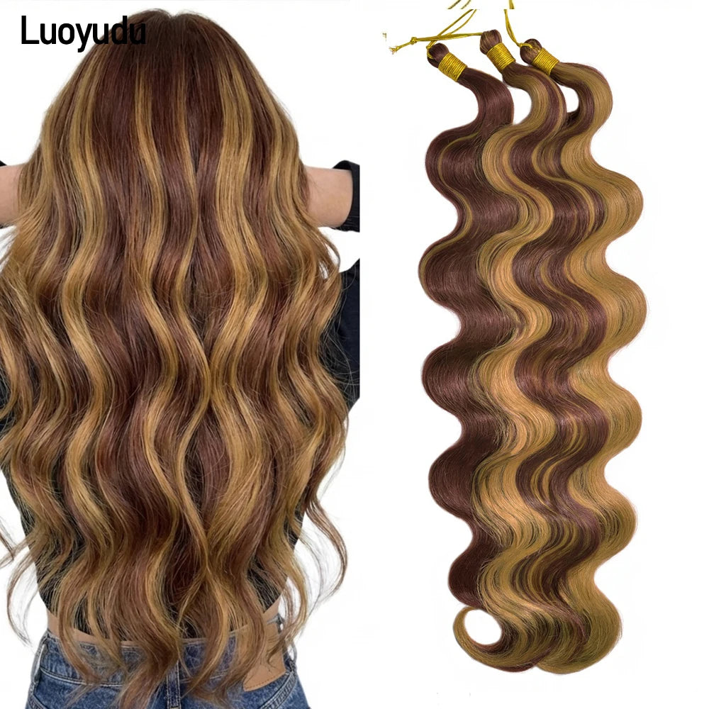 Lot de 3 mèches synthétiques à tresser en vrac, 24 pouces, lala curl ondulations naturelles, bordeaux, pour tresses au crochet et tresses torsadées style bohème