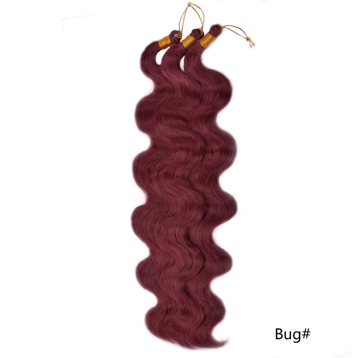 Lot de 3 mèches synthétiques à tresser en vrac, 24 pouces, lala curl ondulations naturelles, bordeaux, pour tresses au crochet et tresses torsadées style bohème