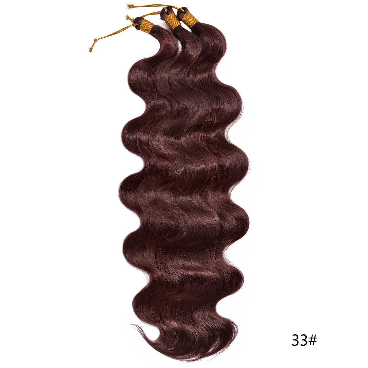 Lot de 3 mèches synthétiques à tresser en vrac, 24 pouces, lala curl ondulations naturelles, bordeaux, pour tresses au crochet et tresses torsadées style bohème