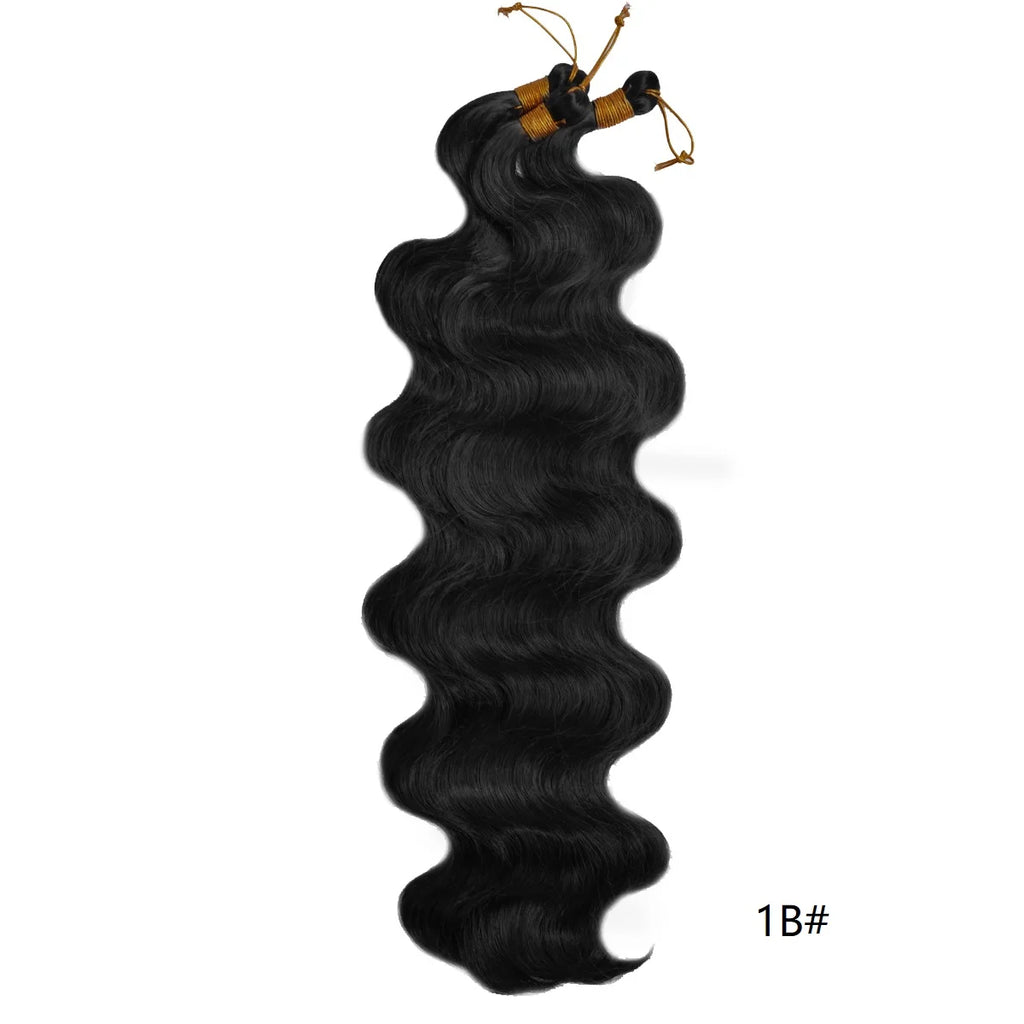 Lot de 3 mèches synthétiques à tresser en vrac, 24 pouces, lala curl ondulations naturelles, bordeaux, pour tresses au crochet et tresses torsadées style bohème