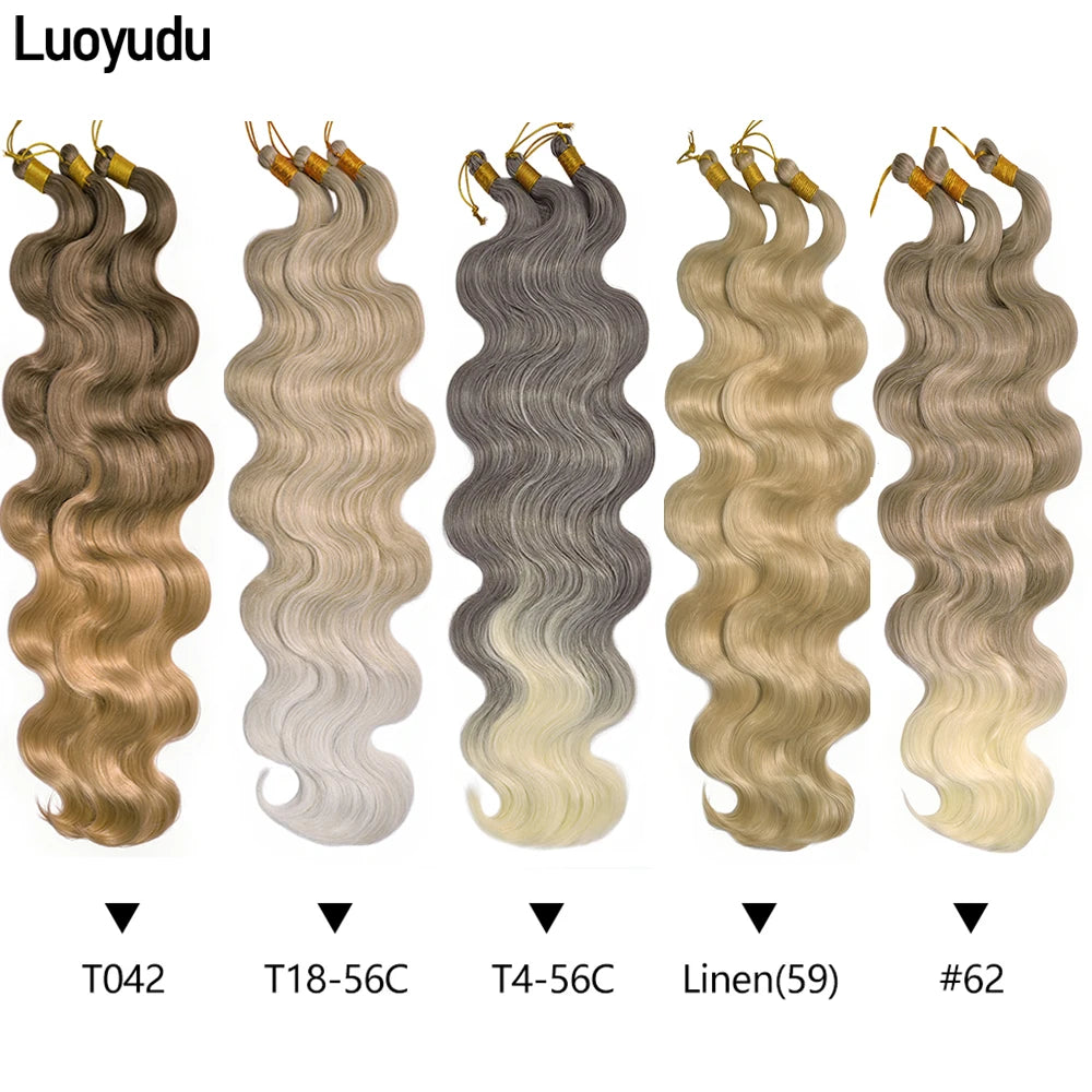 Lot de 3 mèches synthétiques à tresser en vrac, 24 pouces, lala curl ondulations naturelles, bordeaux, pour tresses au crochet et tresses torsadées style bohème