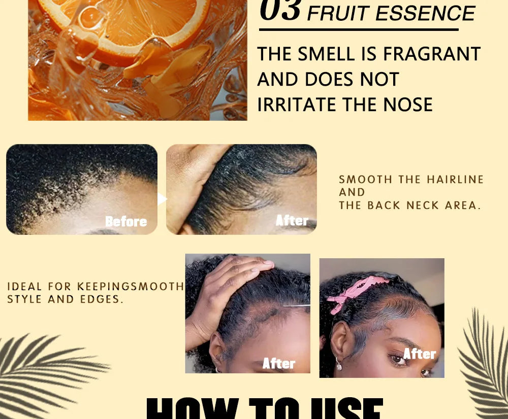 Cire coiffante pour tresses, contrôle des bords, tenue forte longue durée, grand pot anti-frisottis non gras