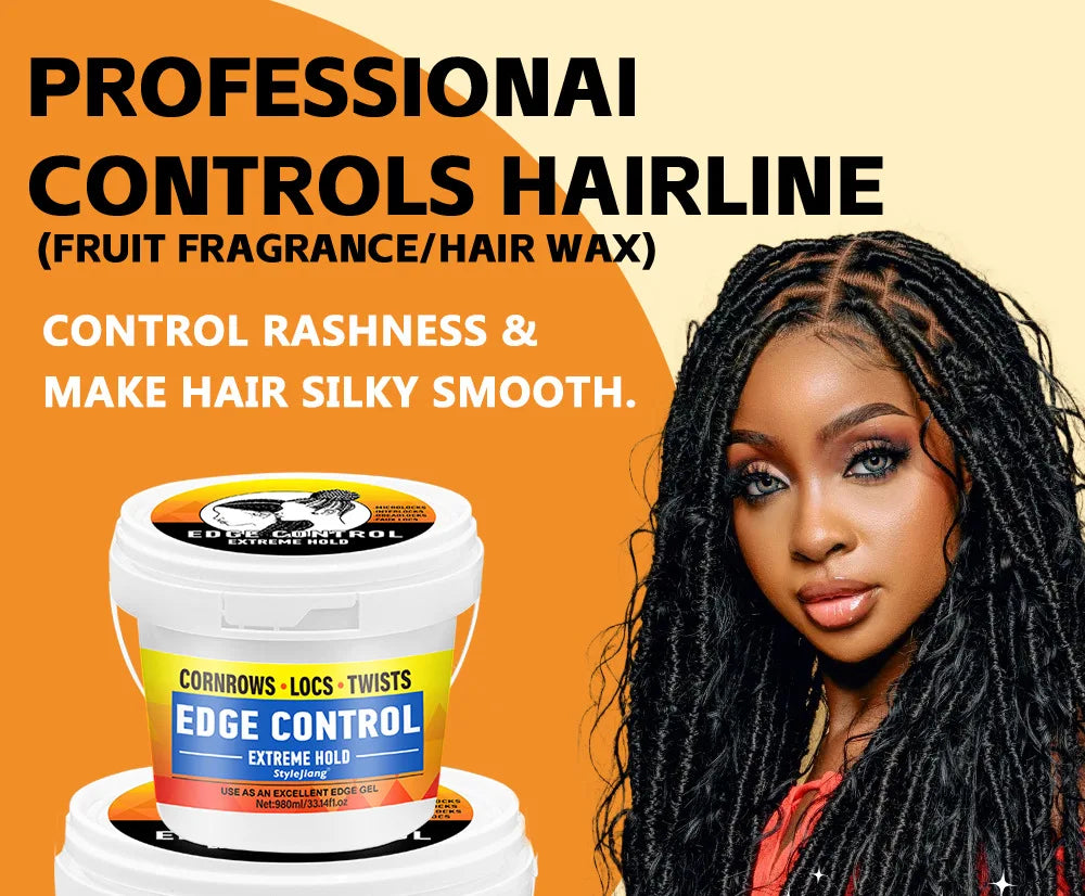 Cire coiffante pour tresses, contrôle des bords, tenue forte longue durée, grand pot anti-frisottis non gras