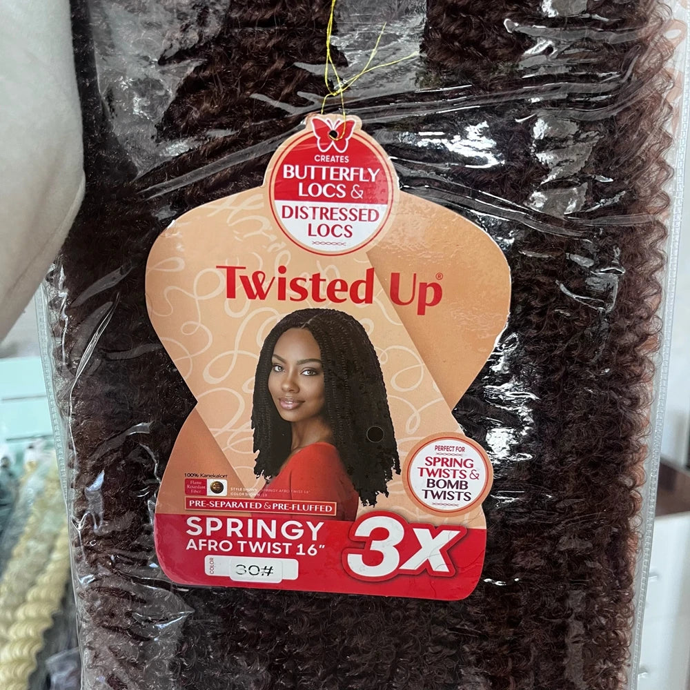 3X Tresses synthétiques Afro Twist Springy 16/24 pouces, courtes et douces, pour tressage au crochet, coiffures naturelles pour femmes noires