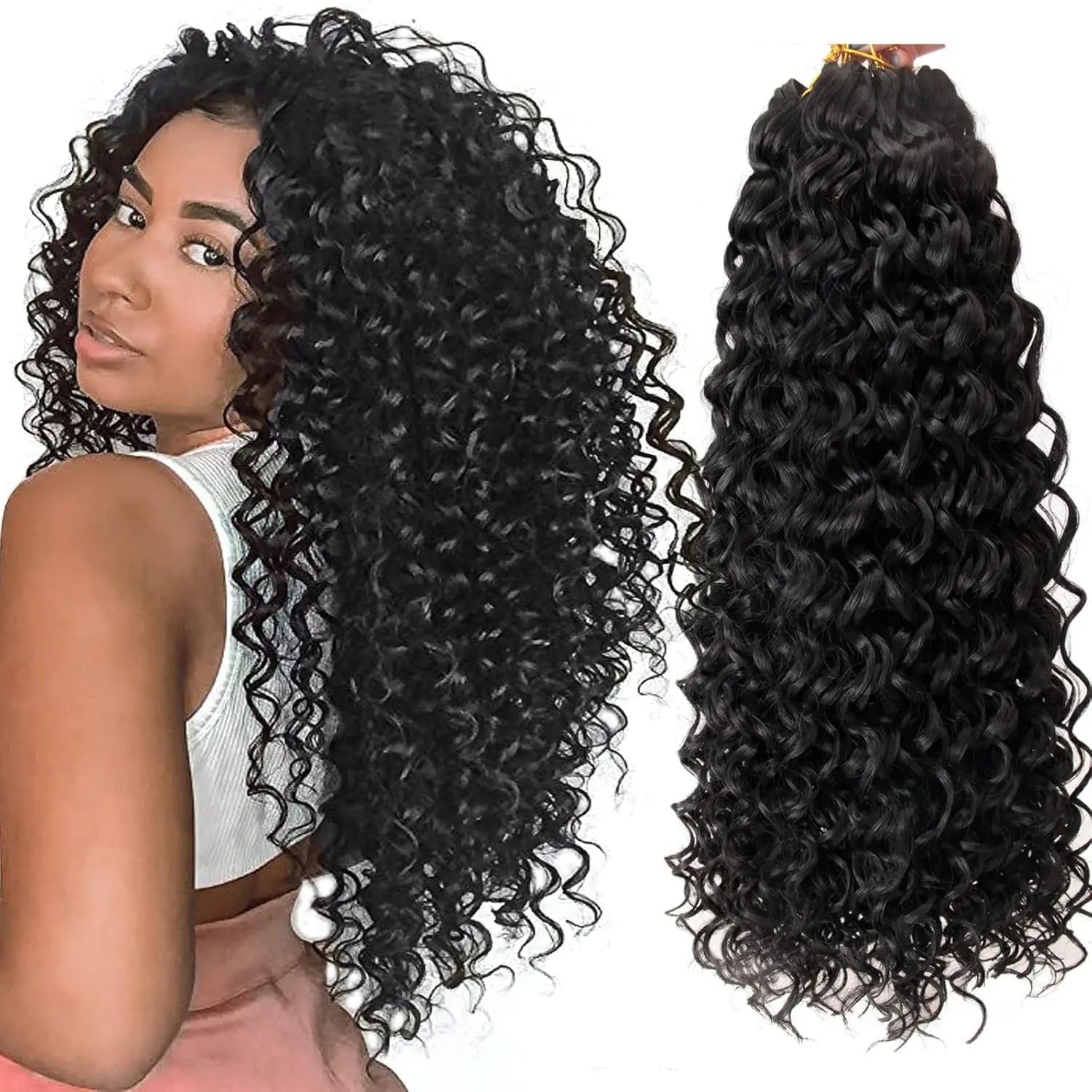 1/7 paquets de cheveux crépus pour crochet, cheveux crépus GoGo Curl pour femmes, noir naturel, cheveux pour tresses ondulés profonds, synthétiques