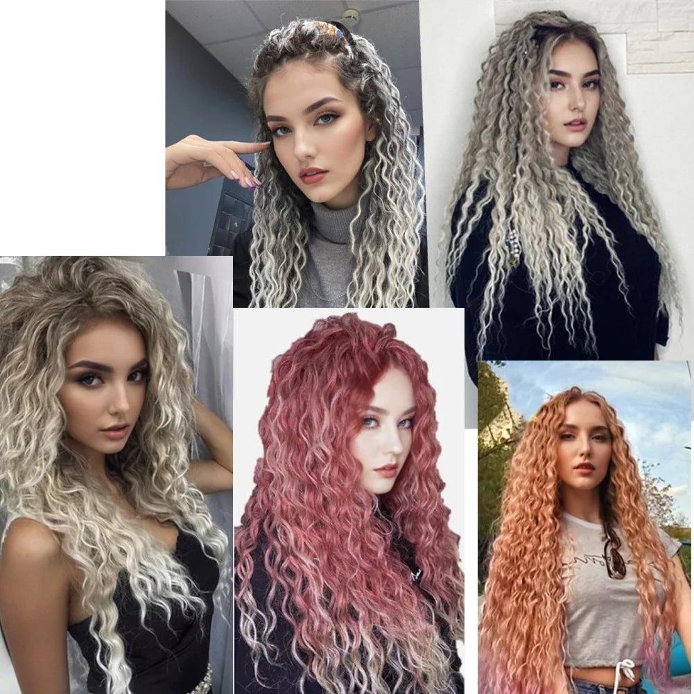 Extension de cheveux bouclés au Crochet 18 et 24 pouces Hawaii océan vague tressage cheveux déesse Locs cheveux synthétiques Boho Style postiche pour femmes