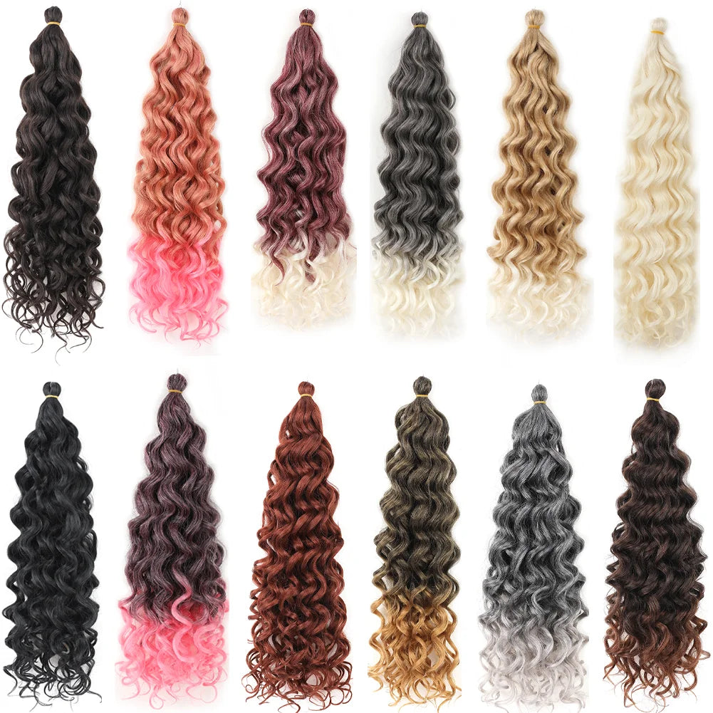Extension de cheveux bouclés au Crochet 18 et 24 pouces Hawaii océan vague tressage cheveux déesse Locs cheveux synthétiques Boho Style postiche pour femmes
