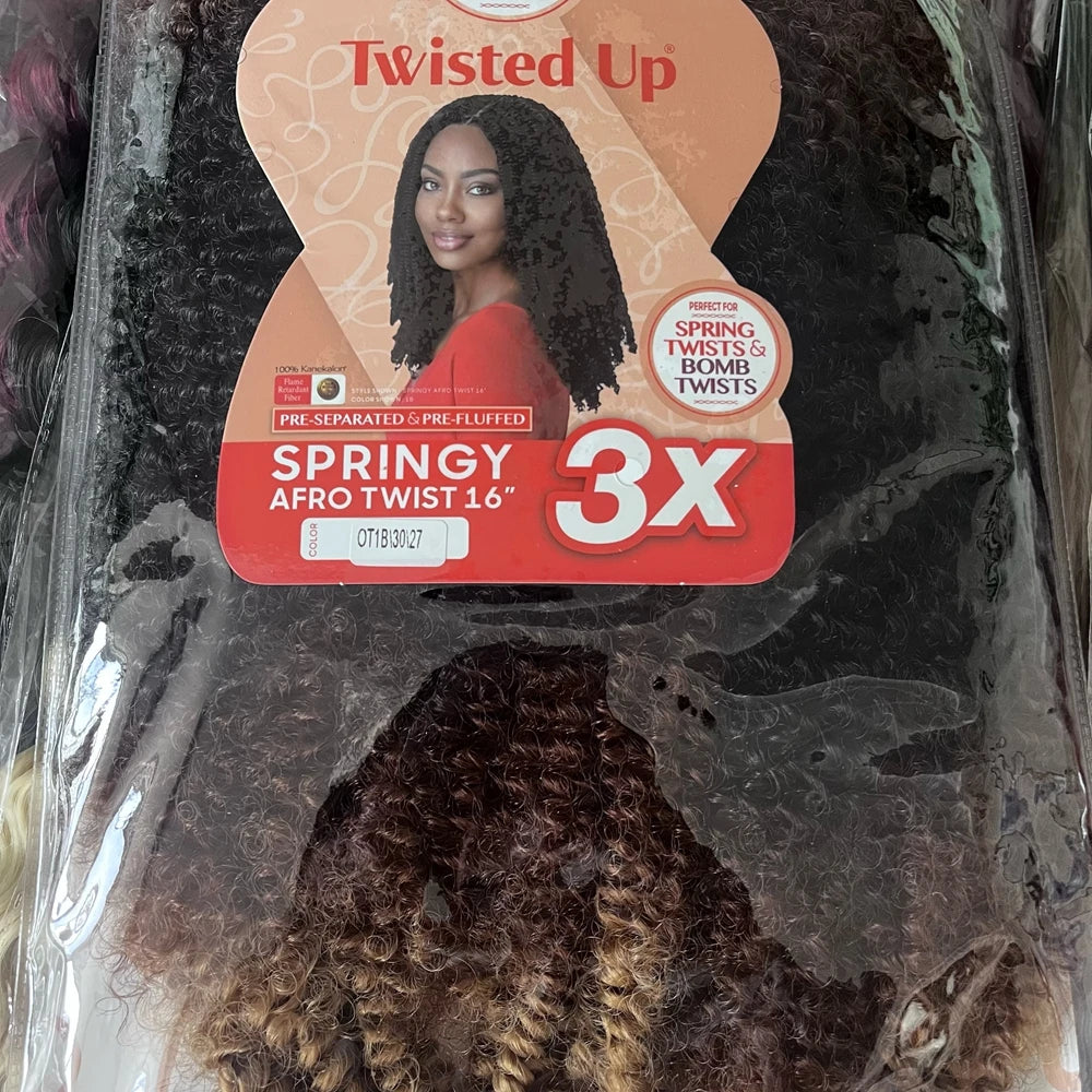 3X Tresses synthétiques Afro Twist Springy 16/24 pouces, courtes et douces, pour tressage au crochet, coiffures naturelles pour femmes noires